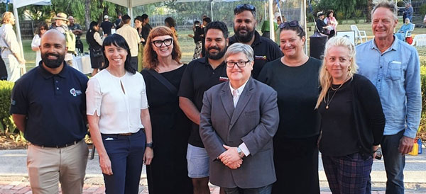 A photograph of representatives from the partnership from GWW, RMIT University, Hobsons Bay City Council, Deakin University and members of the Bunurong Land Council Aboriginal Corporation.