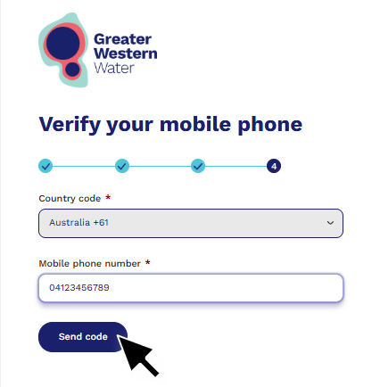 Instructions for how to choose ‘Send a code’ to a mobile phone’