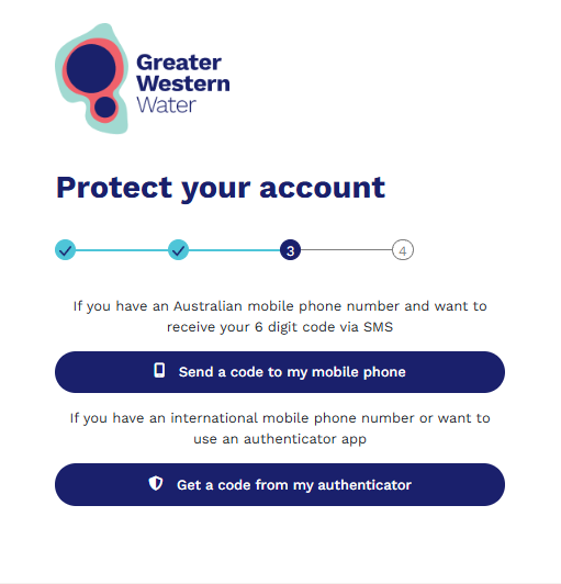 Screenshot advising customer to use their mobile number or an authenticator app.