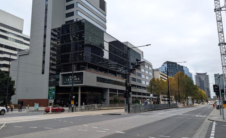 A view of the street and office buildings on Siddeley Street.