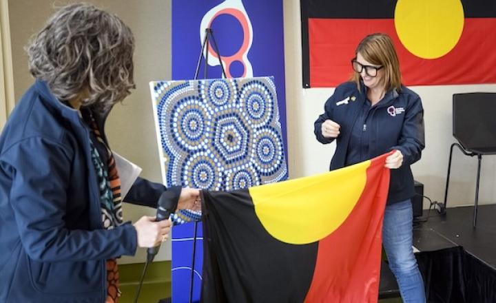 Kessia Thomson and I unveiling the GWW RAP artwork. 