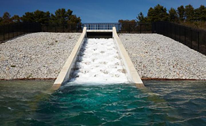 Desalinated water entering the reservoir at Cardinia