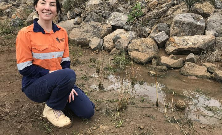 Greater Western Water Senior Field Officer Louise Kelly at the Balliang East revegetation site 