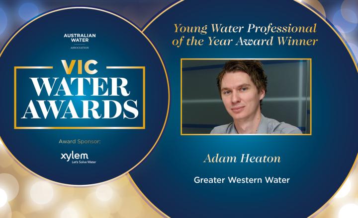 Adam Heaton in a award stule banner.