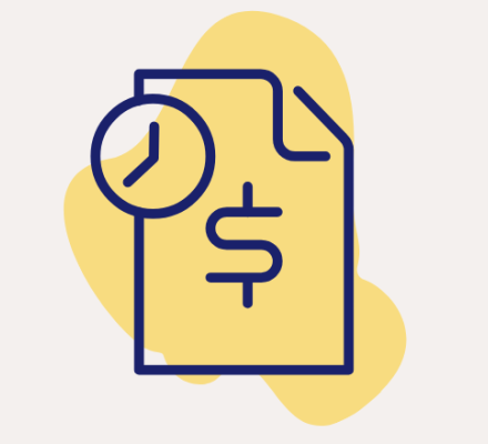 An icon showing a page with a small clock