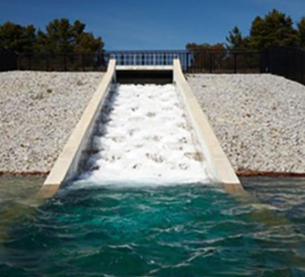 Desalinated water entering the reservoir at Cardinia